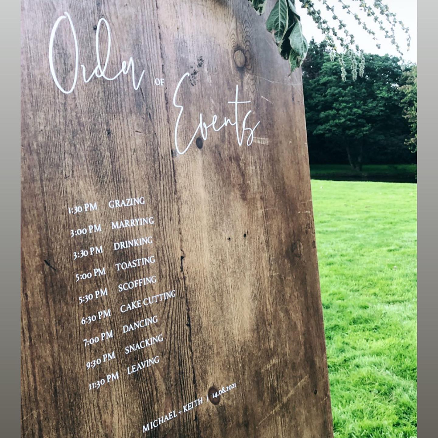 Custom Wedding Vinyl with Wedding Schedule