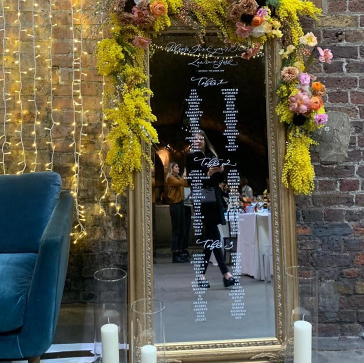 Custom Wedding Vinyls on a Mirror