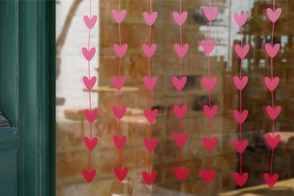 Shades of Pink Heart Strings Valentine Retail Vinyl