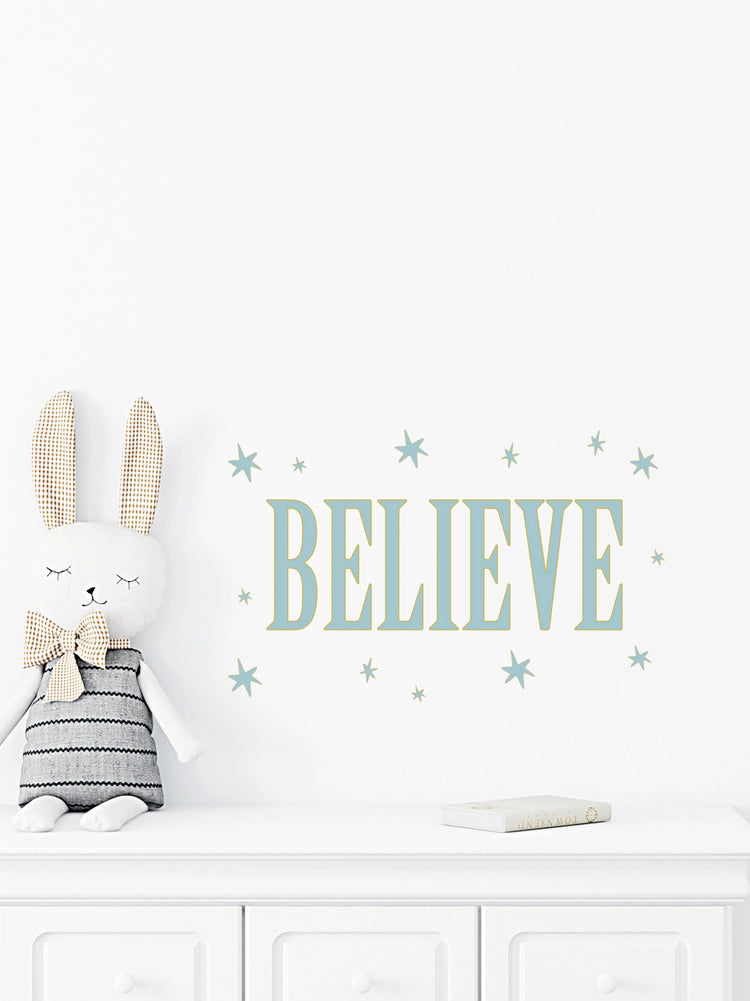 Joanie & Jeanie - Believe Wall Sticker in Blue