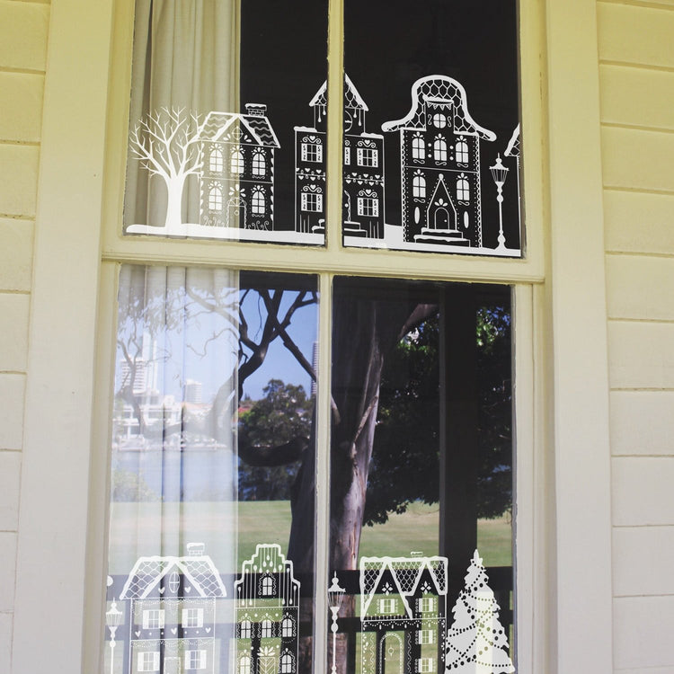 Joanie & Jeanie - Christmas Village Scene Window Stickers