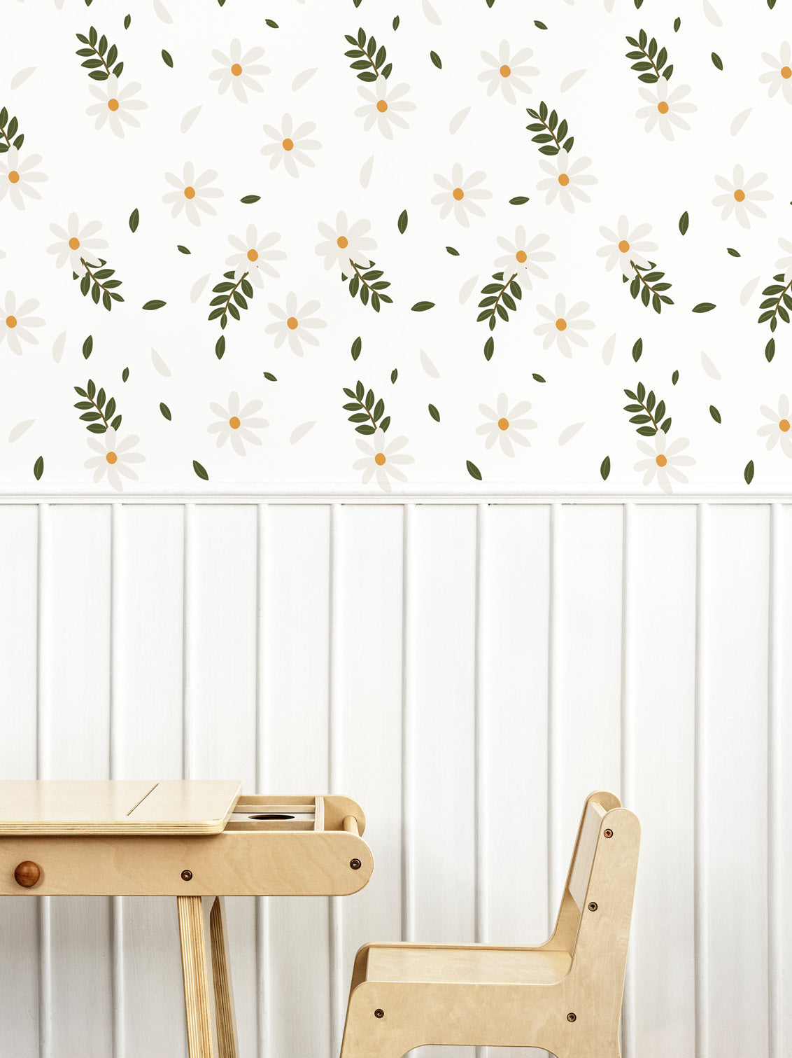 Joanie & Jeanie - Daisy Flower and Leaves Wall Sticker