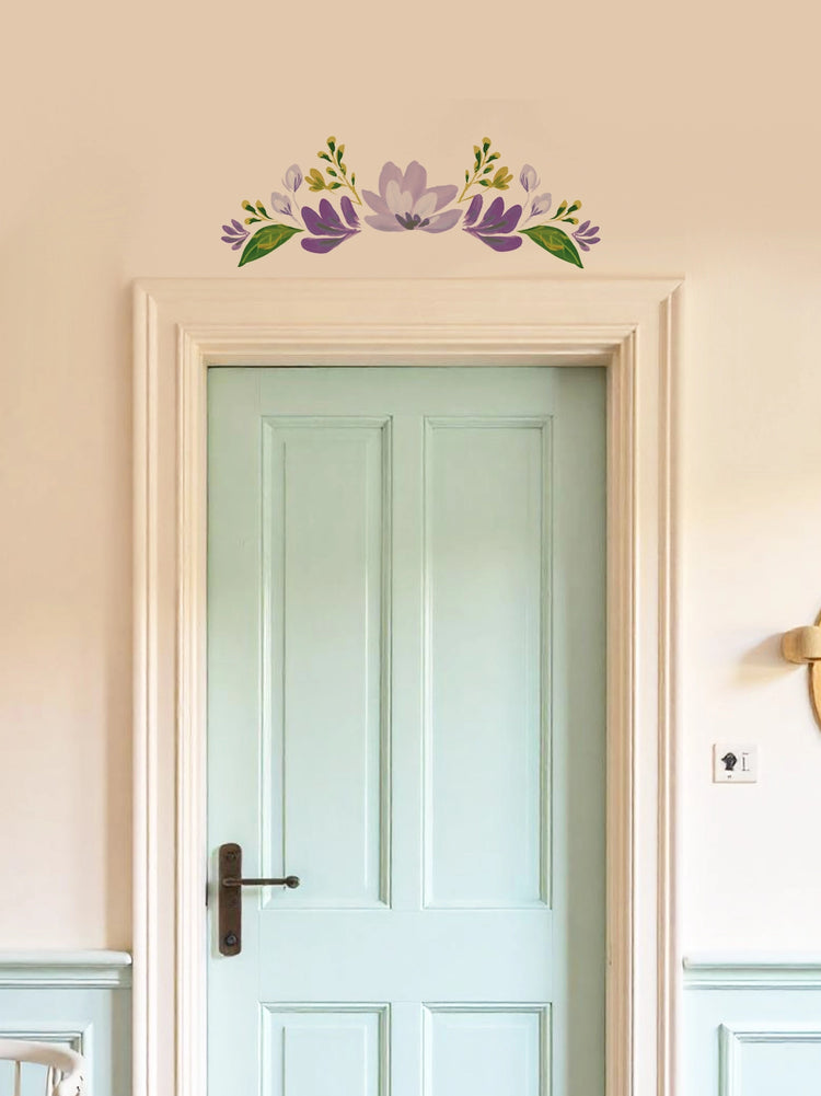 Joanie & Jeanie - Decorative Floral Wall Sticker Decal - Elegant Door Topper in Purple