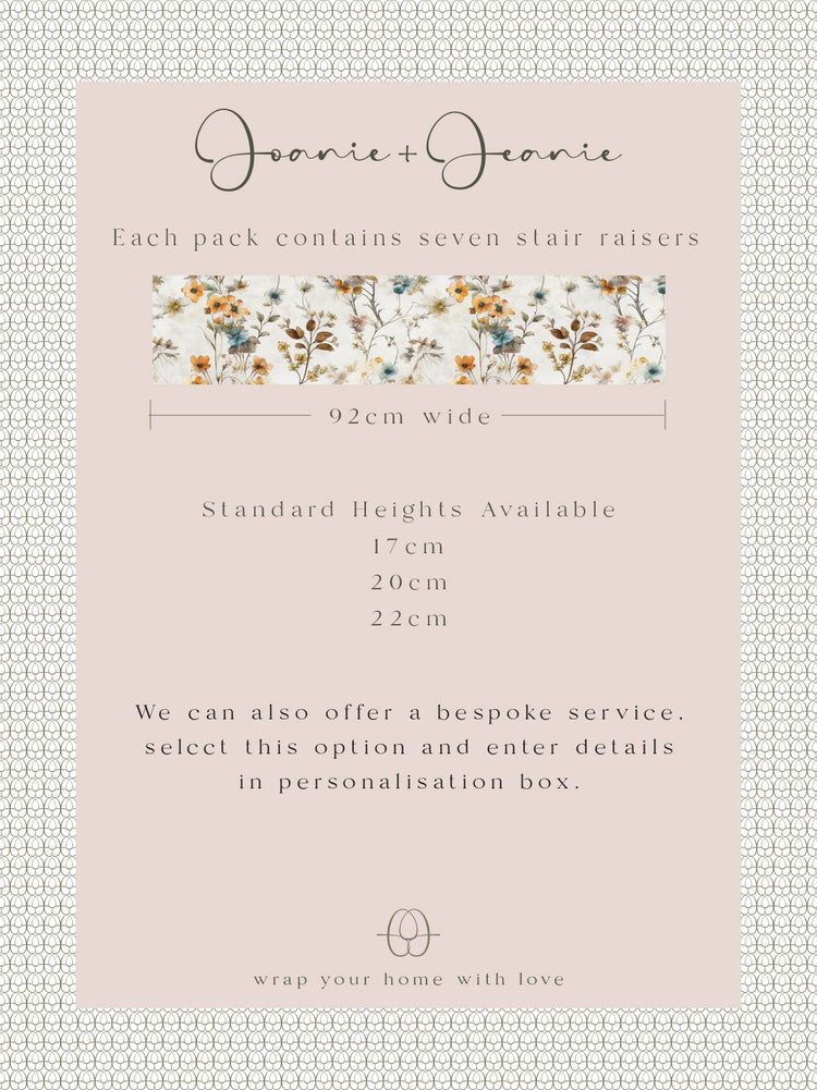 Joanie & Jeanie - Evelyn Floral Stair Raiser Sticker Information Sheet