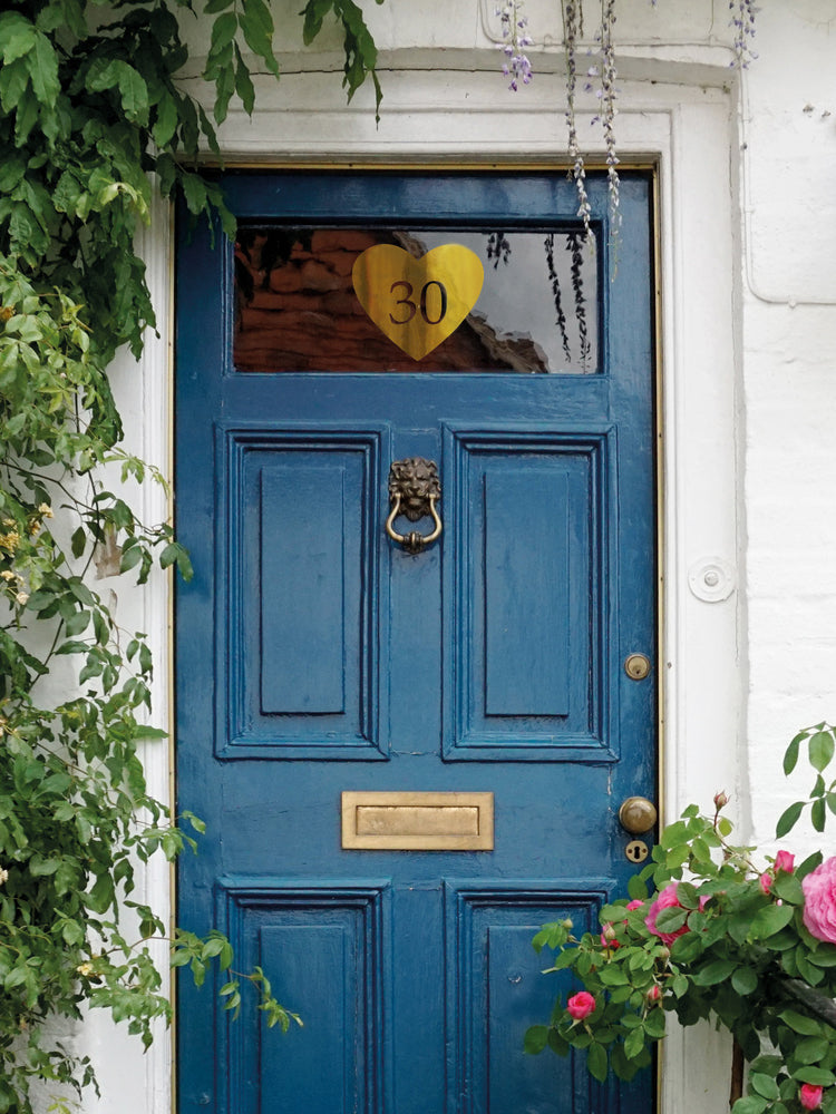 Joanie & Jeanie - Heart Front Door Number Decal in Gold Foil