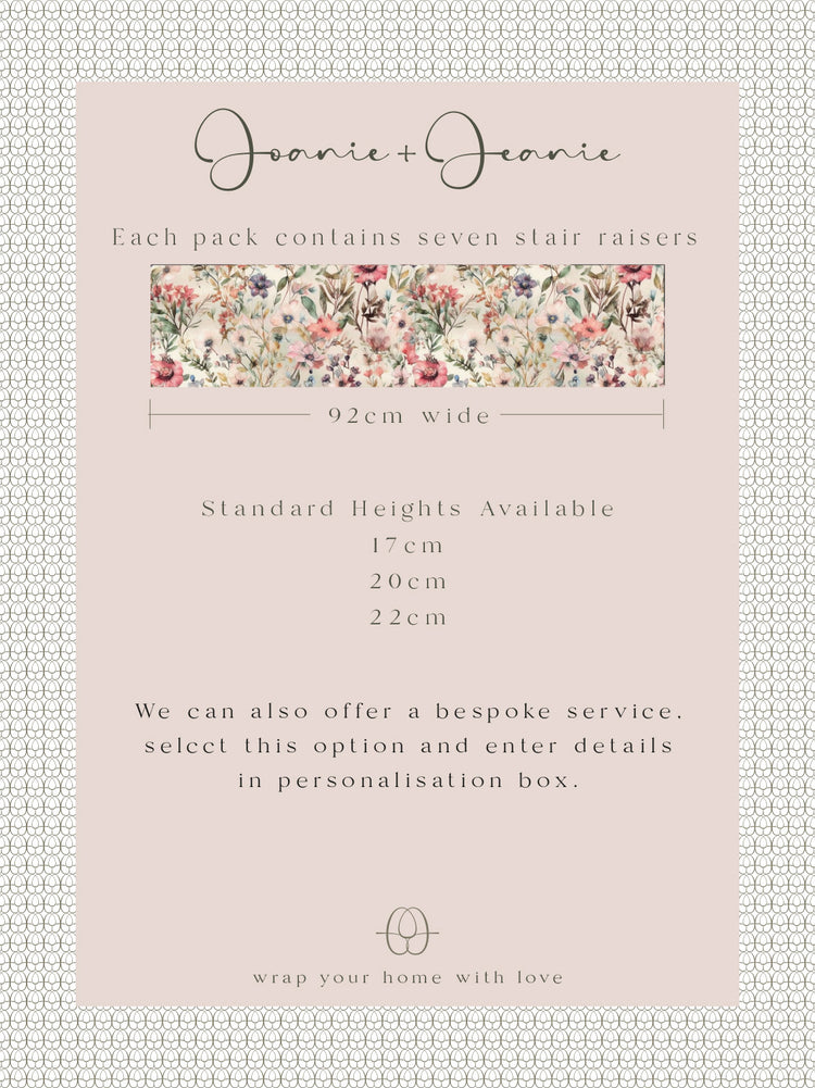 Joanie & Jeanie - Josie Floral Stair Raiser Sticker Information Sheet