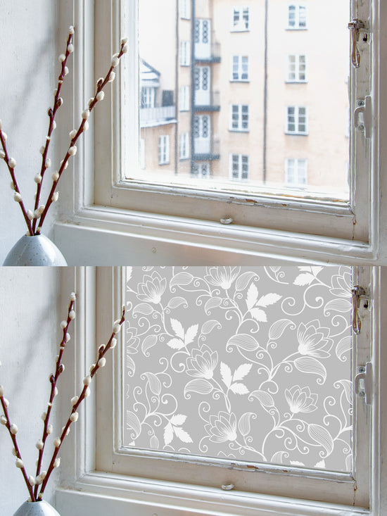 Joanie & Jeanie - Lotus Flower Window Film before and after