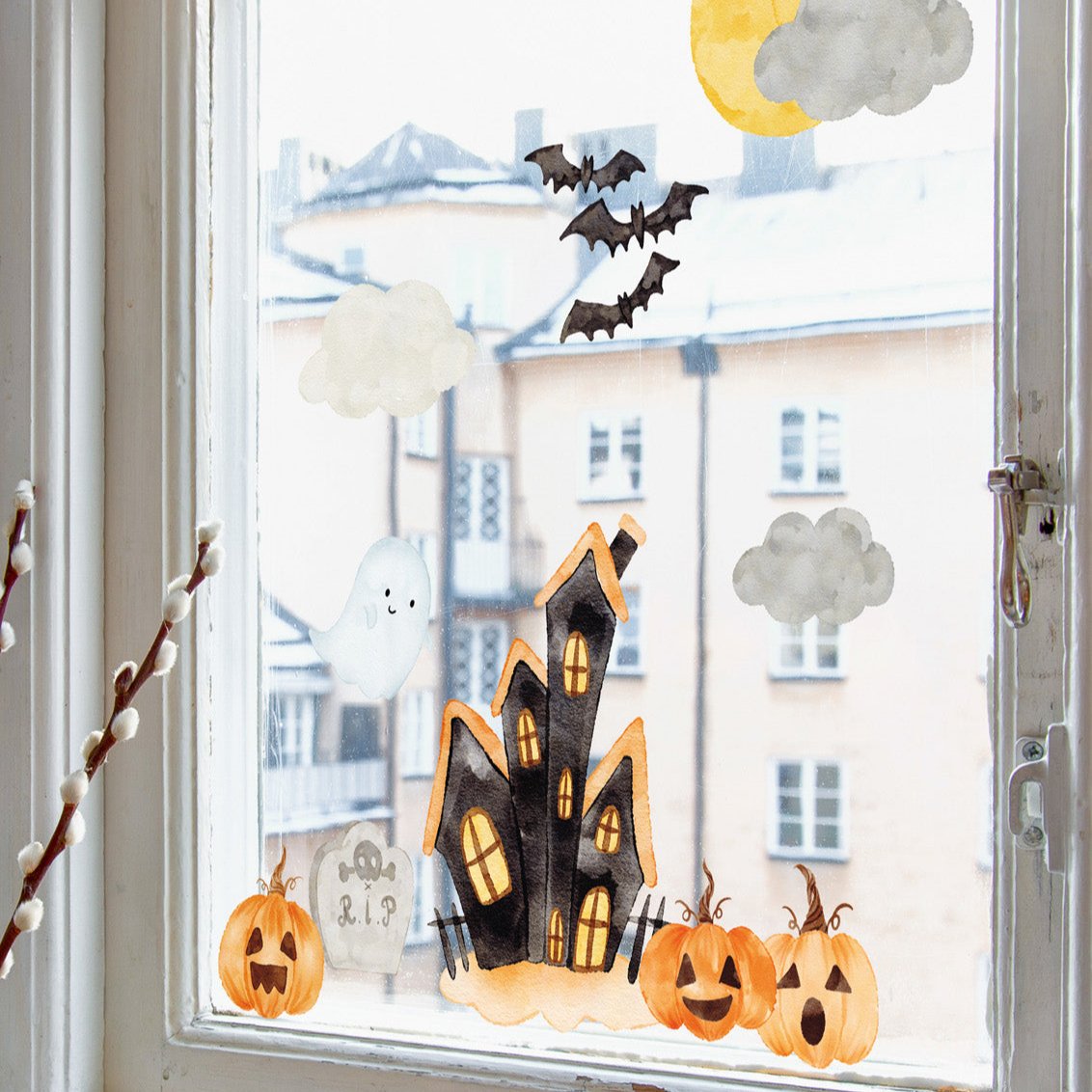 Joanie-&-Jeanie-Spooky-House-&-Friends-Window-Sticker