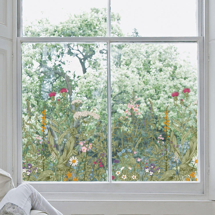 Small Wild Window Flowers Vinyl in two panes