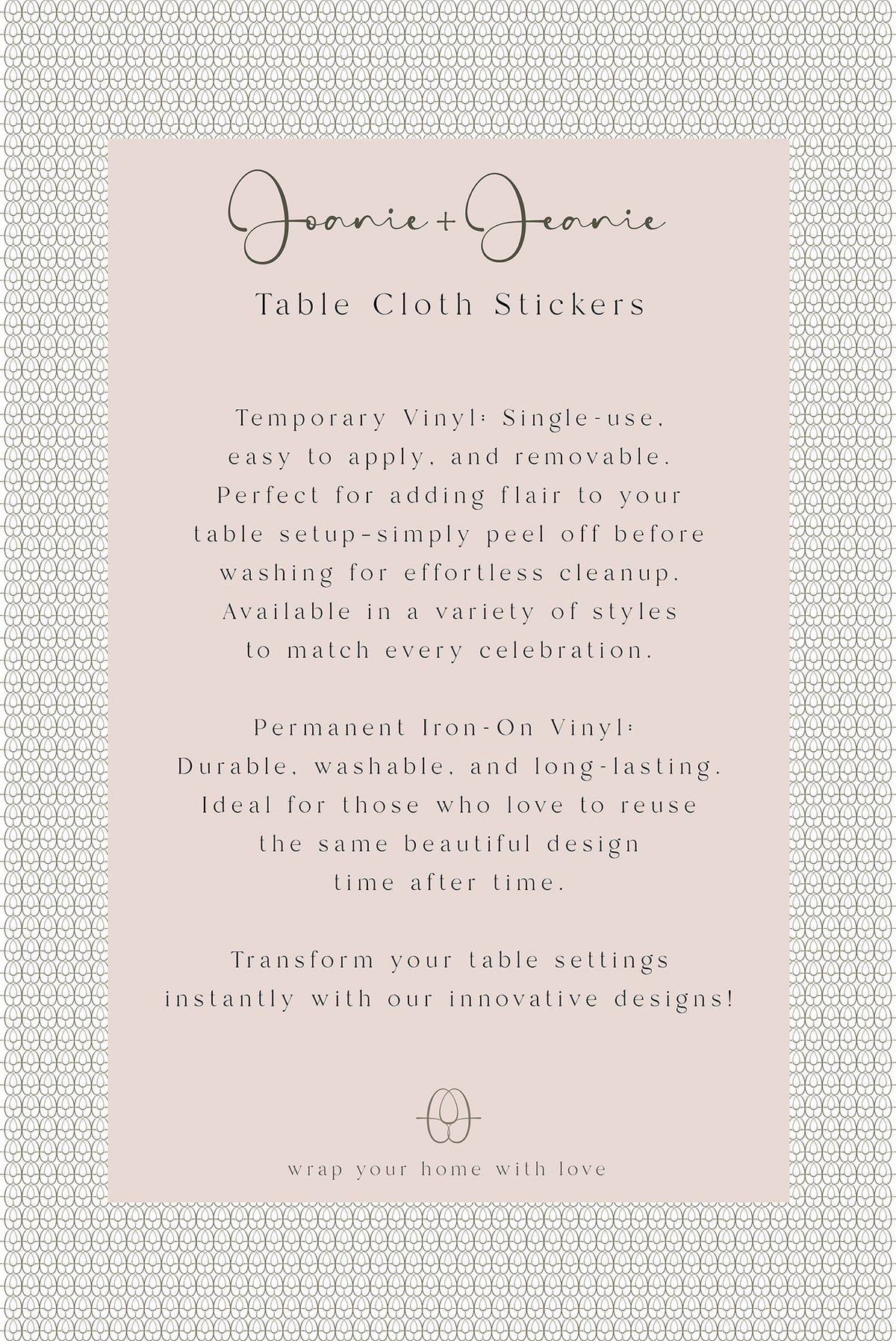 Ma Cherie Tablecloth Stickers Temporary