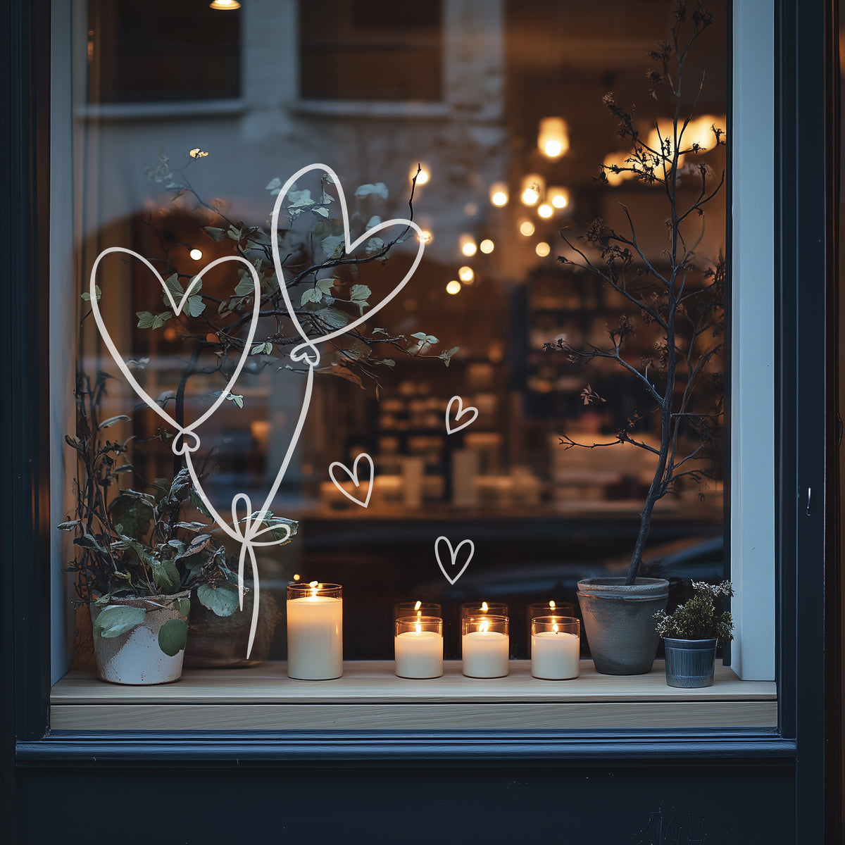 Valentine Heart Balloon Retail Window Graphic