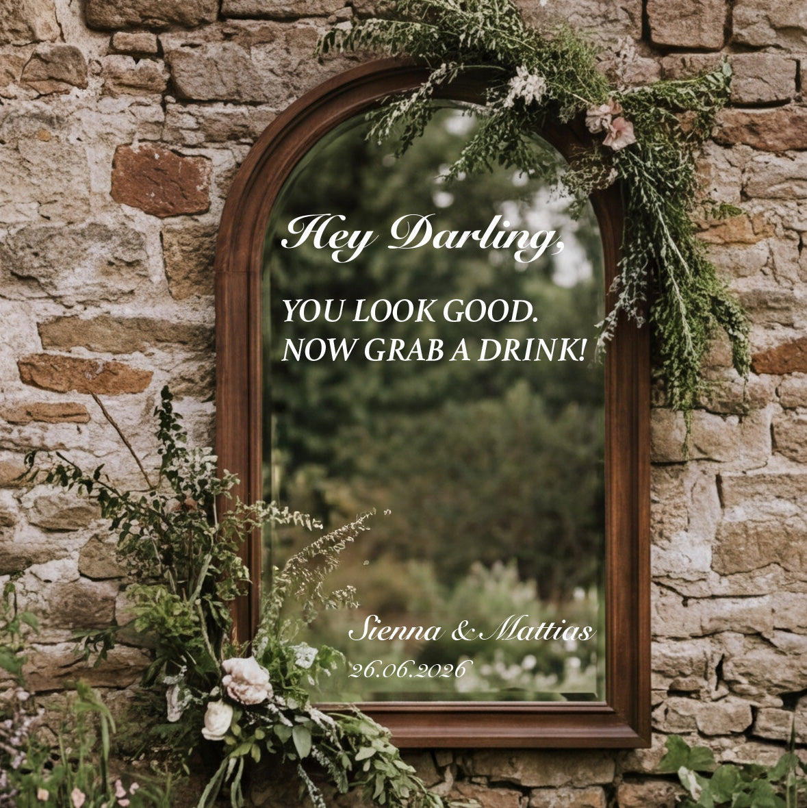 Hey Darling - Personalised Wedding Vinyl Lettering for Mirrors & Signage