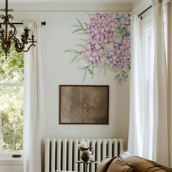 Hydrangea Floral Corner Wall Sticker