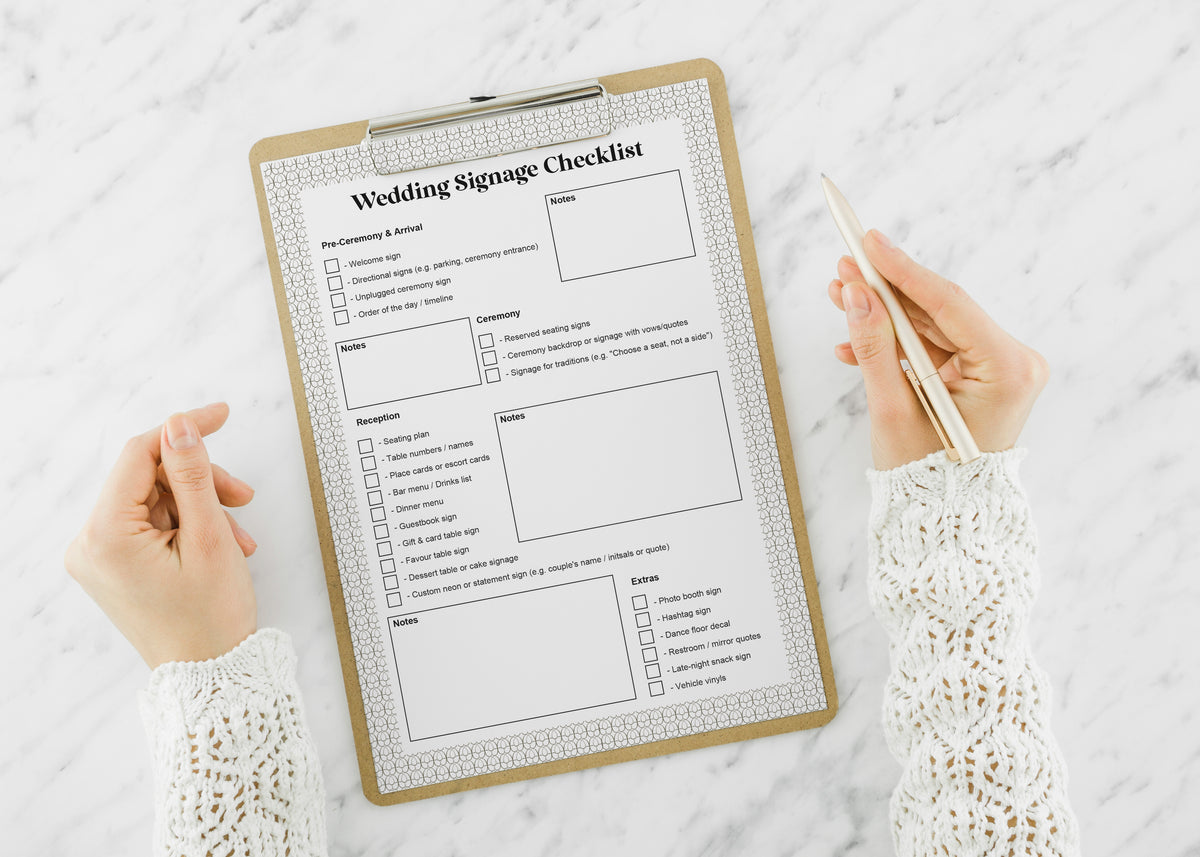 Wedding Signange Checklist