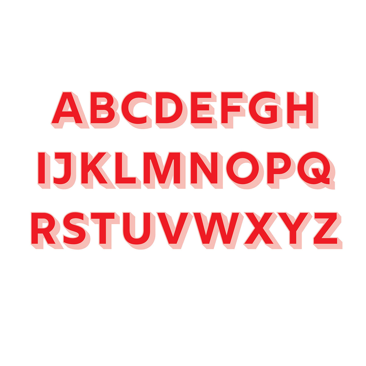 Alphabet Letters in Red and pink