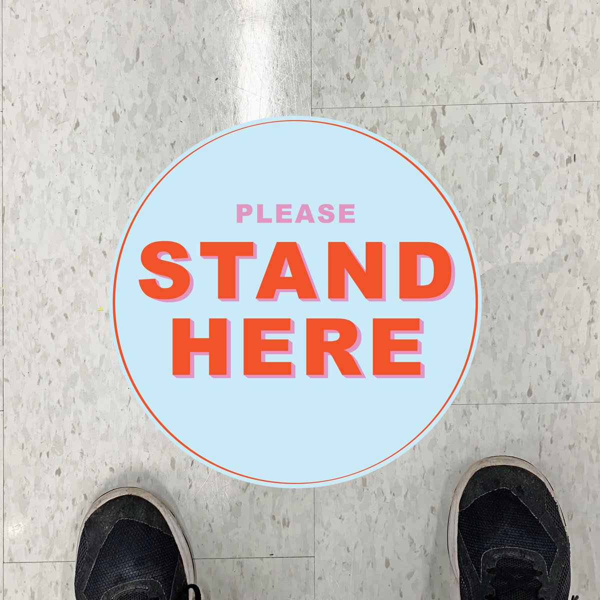 Hello Again Stand Here Floor Graphics