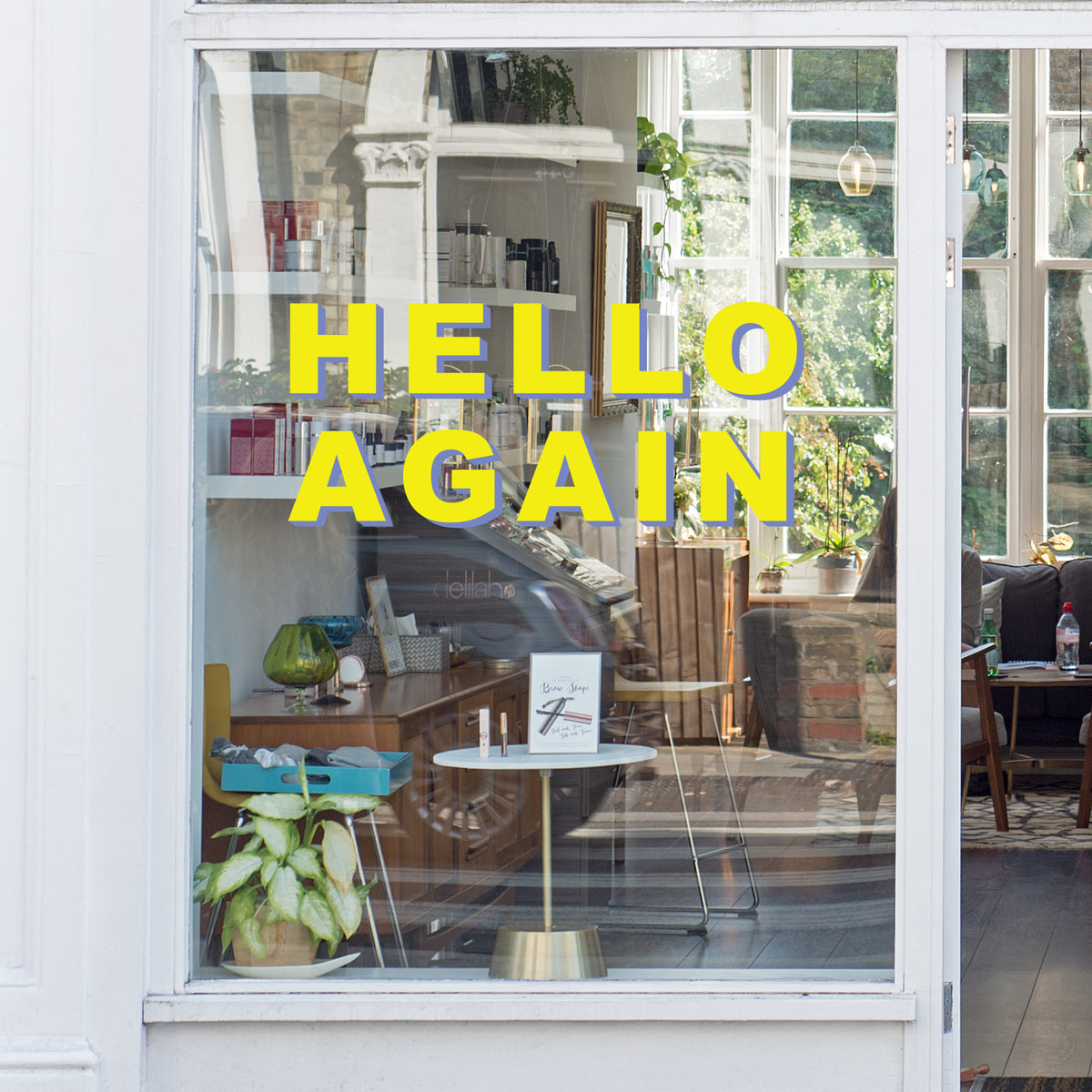 Hello Again Retail Graphic Shop Window Vinyl