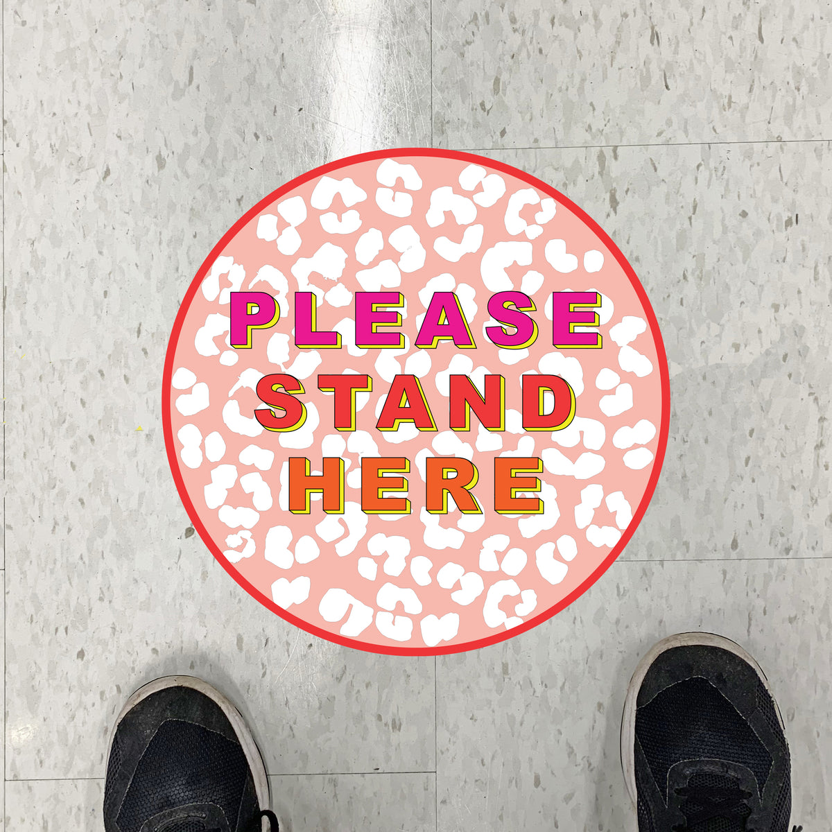 Leopard Pattern Stand Here Social Distancing Floor Graphics
