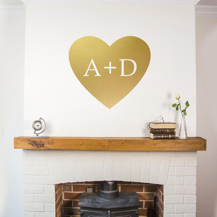 Personalised Initials Heart Shape Wall Sticker