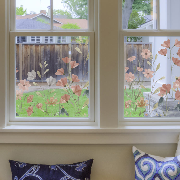 Pink Window Flowers Vinyl