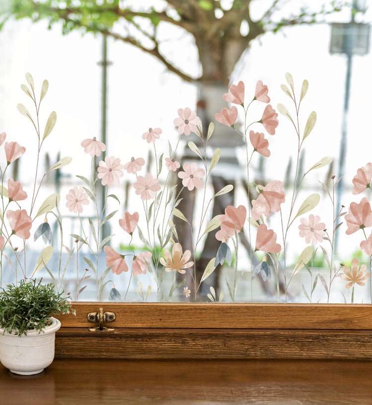 Pink Window Flowers Vinyls