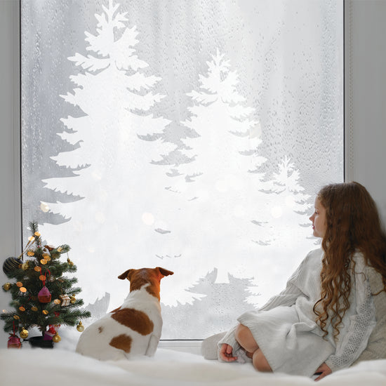 Set of Three Festive Winter Tree Wall and Window Stickers
