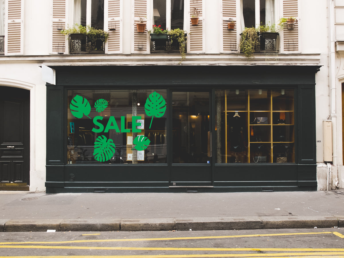 Monstera Leaves Summer Sale Retail Shop Window Sticker Vinyl