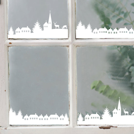 Christmas Village Scene Window Sticker