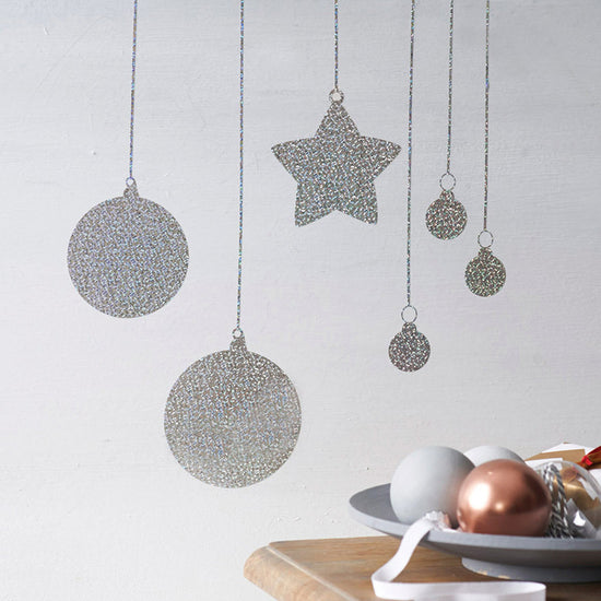 Glitter Baubles & Star Wall Stickers