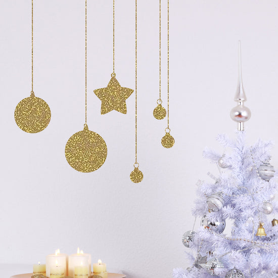 Glitter Baubles & Star Wall Stickers