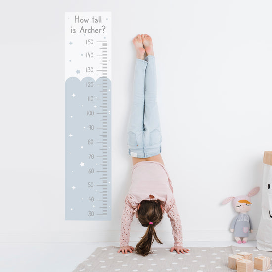 Personalised Stars and Scallops Height Chart in Blue