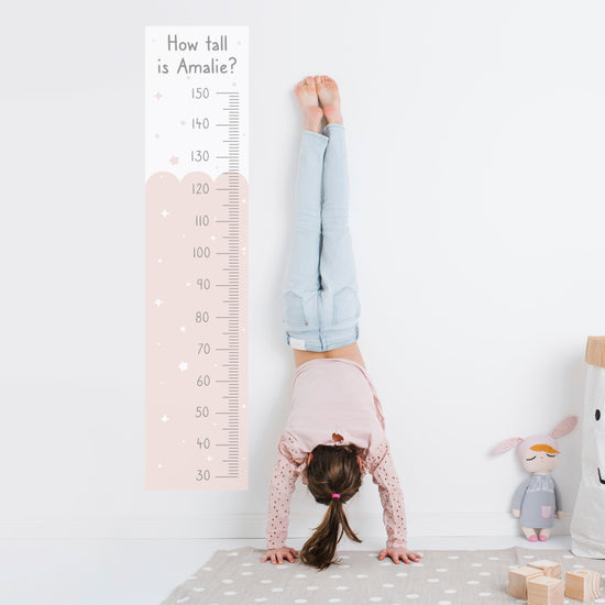 Personalised Stars and Scallops Height Chart in Pink