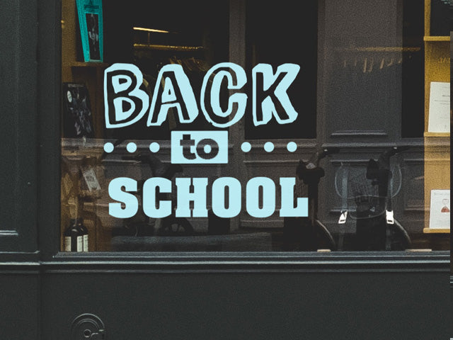 Retail Graphics saying 'Back to School' in a Shop Window.