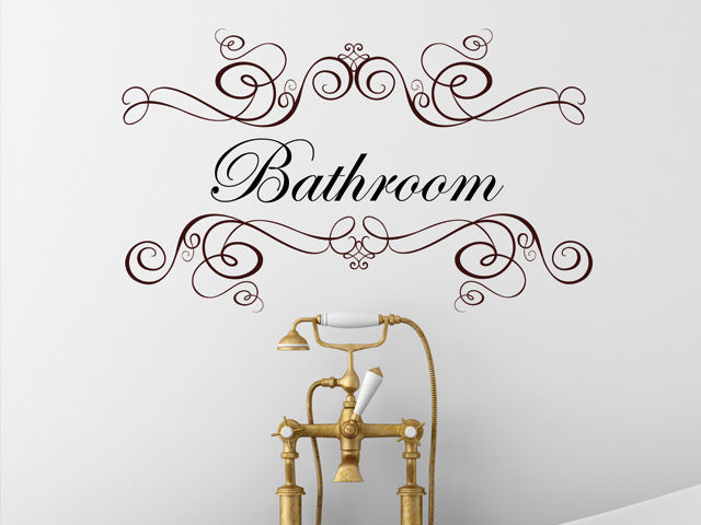 A Bathroom Wall Decal above a bathtub in a home.