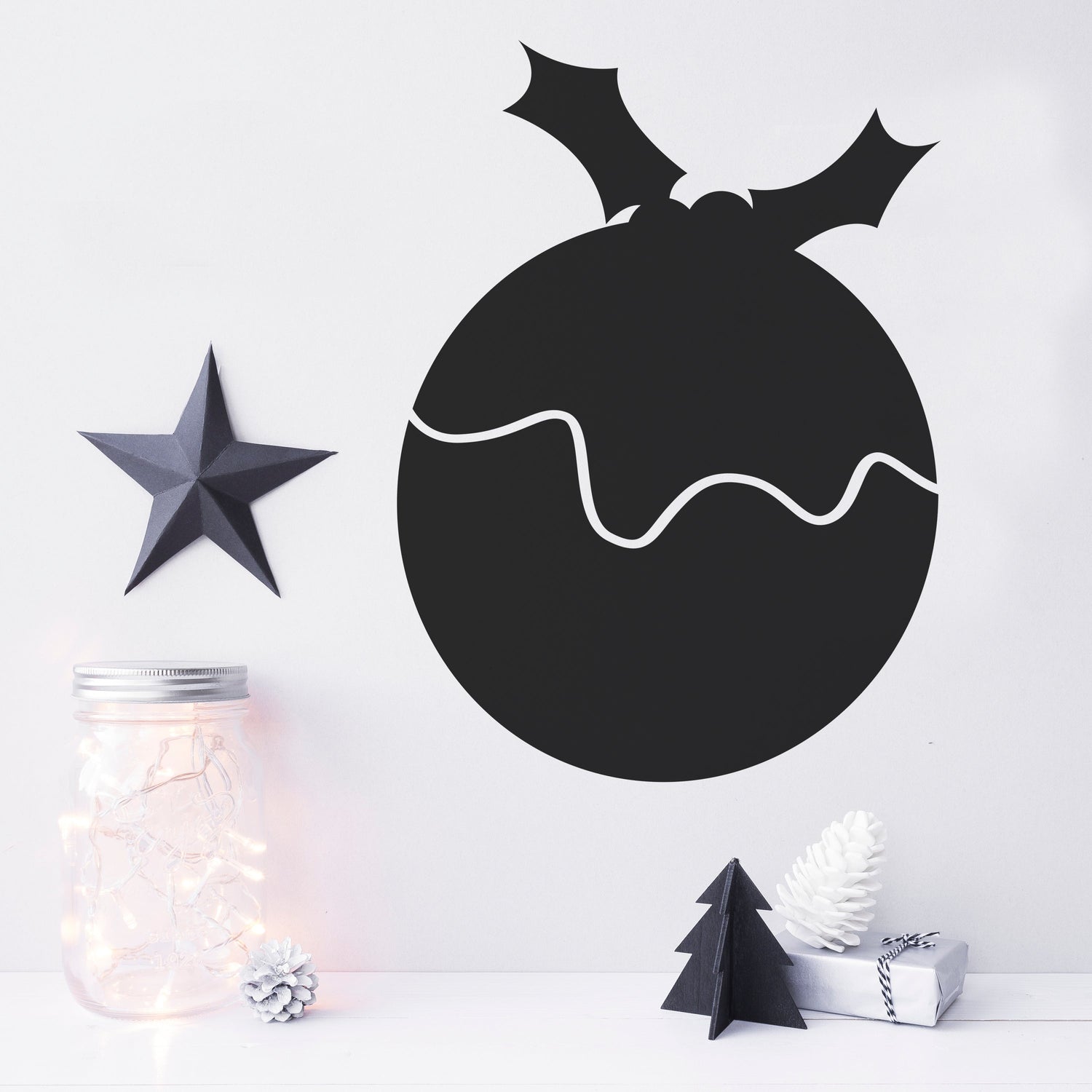 Christmas Chalkboard Sticker Shaped like Christmas Bauble