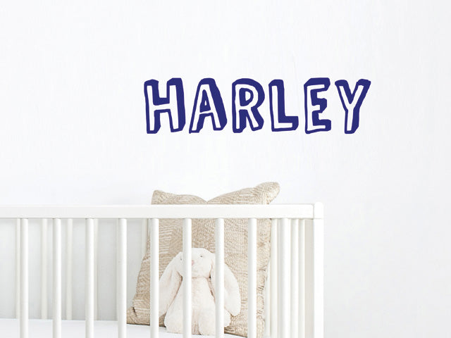 A personalised wall sticker in a childs bedroom