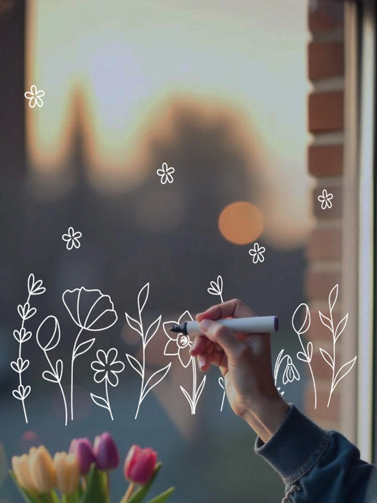 Joanie & Jeanie - Colour-in Spring Flower Window Stickers