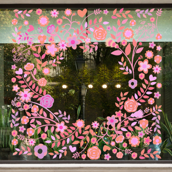 Spring Floral Border Retail Window Vinyl