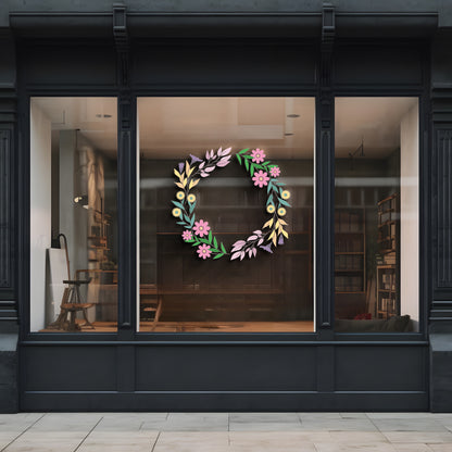 Spring Wreath Retail Shop Window Sticker Vinyl