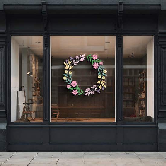 Spring Wreath Retail Shop Window Sticker Vinyl