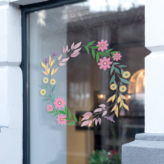 Spring Wreath Retail Shop Window Sticker Vinyl