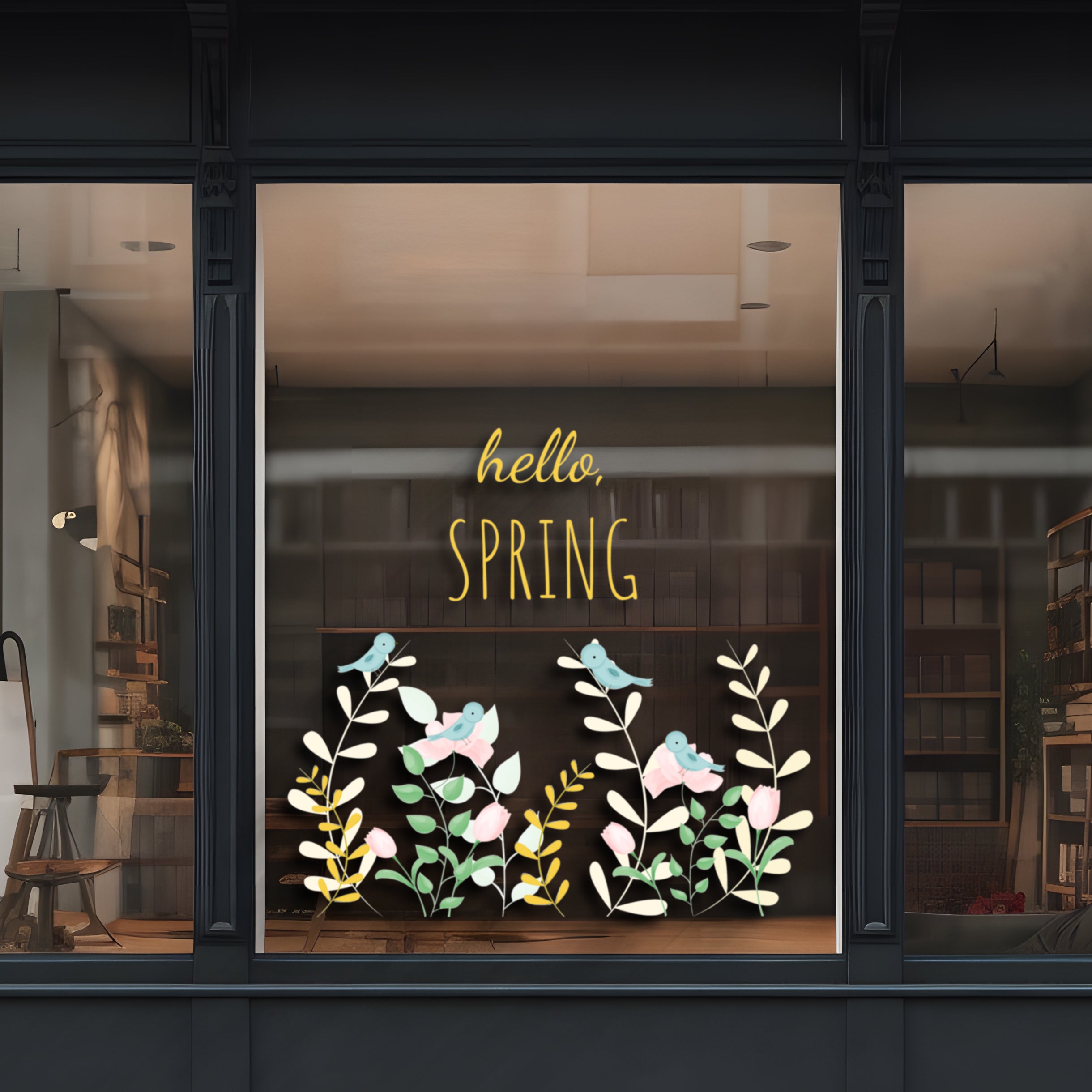 Hello Spring Retail Shop Window Sticker Vinyl – Nutmeg Studio