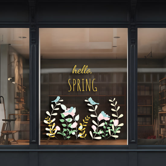 Hello Spring Retail Shop Window Sticker Vinyl