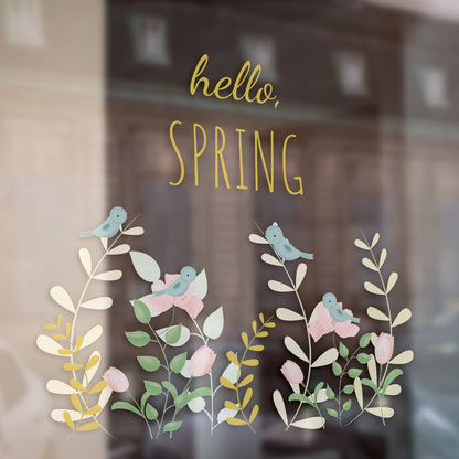 Hello Spring Retail Shop Window Sticker Vinyl