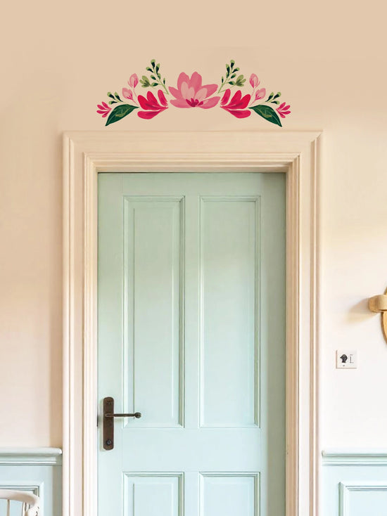 Joanie & Jeanie - Decorative Floral Wall Sticker Decal - Elegant Door Topper