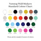 Nutmeg Wall Stickers Standard Colour Chart with color swatches.