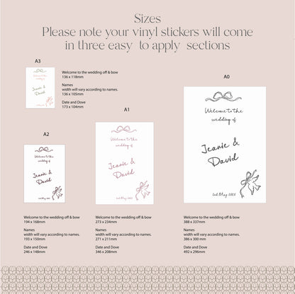 Dove and Bow Welcome Wedding Vinyl Lettering for Mirrors and Signs