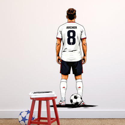 Personalised Football Player Wall Sticker with Custom Name &amp; Number | Boys Football Bedroom Wall Decal