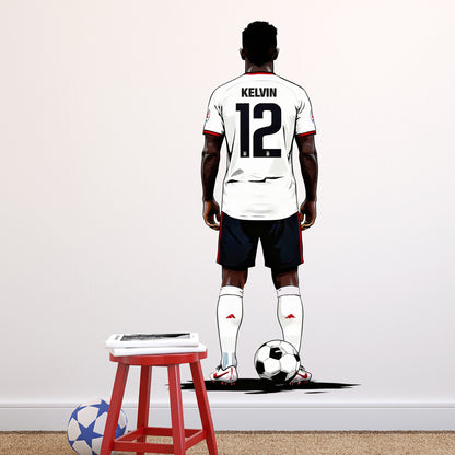 Personalised Football Player Wall Sticker with Custom Name &amp; Number | Boys Football Bedroom Wall Decal