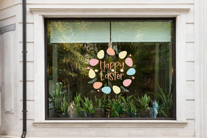 Happy Easter Wreath Retail Shop Window Sticker